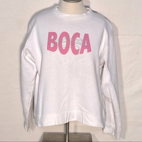 Vintage Boca White Pink Logo Crew Neck Sweatshirt M - Picture 13 of 13